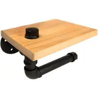 QUVIO Wc rolhouder met plank - Staal en hout