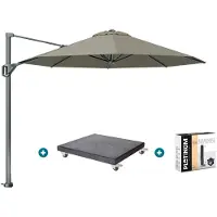 Platinum Voyager ronde zweefparasol T1 3 m. - Taupe met Modena voet en hoes