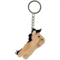 Nature Planet Pluche sleutelhanger - 2x - paard - 6 cm - boerderij dieren sleutelhanger
