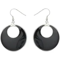 Behave - Ronde zwarte oorhanger - Nikkelvrij - Mode-accessoire
