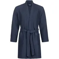 Morgenstern badjas Sascha Kimono wafelstof kort 100cm Navy Blue M