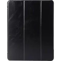 ICarer - iPad Air 11 2024/2022/2020 10.9-inch Smart Cover - Case met Auto Sleep/Wake & Standaard Functie - Hoes Echt Leer - Zwart