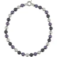 Behave - Glasparelketting dames - Chique stijl - 47 cm - Paars/Zilver
