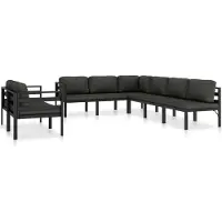 vidaXL 8-delige loungeset voor de tuin met kussens, aluminium, antraciet