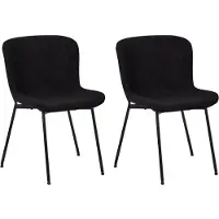 GM Eetkamerstoel Teddy Bouclé Zwart - Giga Meubel- Set van 2