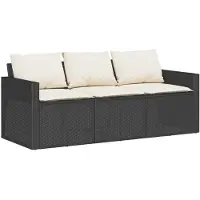 vidaXL Tuinbank 3-zits met kussens poly rattan zwart