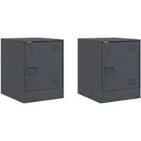 vidaXL Nachtkastjes 2 st 34,5x39x44 cm staal antracietkleurig