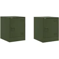 vidaXL Nachtkastjes 2 st 34,5x39x44 cm staal olijfgroen