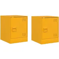 vidaXL Nachtkastjes 2 st 34,5x39x44 cm staal mosterdgeel