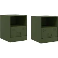 vidaXL Nachtkastjes 2 st 34,5x39x44 cm staal olijfgroen