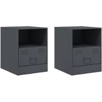 vidaXL Nachtkastjes 2 st 34,5x39x44 cm staal antracietkleurig