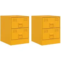 vidaXL Nachtkastjes 2 st 34,5x39x44 cm staal geel