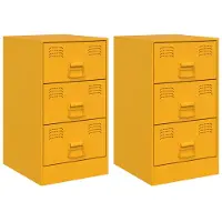 vidaXL Nachtkastjes 2 st 34,5x39x62 cm staal mosterdgeel
