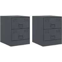 vidaXL Nachtkastjes 2 st 34,5x39x44 cm staal antracietkleurig