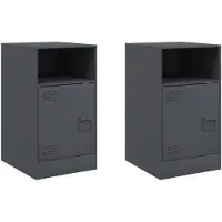 vidaXL Nachtkastjes 2 st 34,5x39x62 cm staal antracietkleurig
