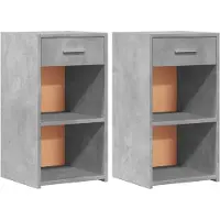 vidaXL Nachtkastjes 2 st 35x34x65 cm bewerkt hout betongrijs