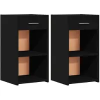 vidaXL Nachtkastjes 2 st 35x34x65 cm bewerkt hout zwart