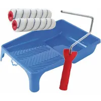 Merkloos Verfroller anti spat lakroller schilderset met beugel en verfbak 18 cm - Verfrollers