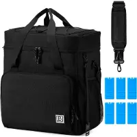 Brisby 4 Laags Geïsoleerde Koeltas - Lunchtas 40 liter - Zwart met Oranje