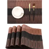 Behave Placemats - Duurzaam PVC en Polyester - Onderzetters - Hittebestendig - Makkelijk schoon te maken - 45 x 30 cm - Bruin - Set van 4 stuks