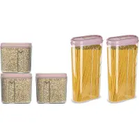 PlasticForte Voedselcontainers set - 5 stuks - licht roze - 2350/1000ml - kunststof - voorraadpot