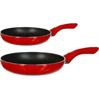 Secret De Gourmet Koekenpannen Milano - D24 en D31 cm - Alle warmtebronnen geschikt - Rood/zwart