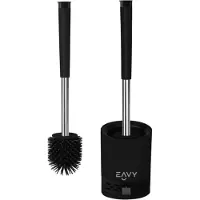 EAVY WC Borstel met Houder - Hygiënische Toiletborstelhouder Siliconen - Zwart - Rond