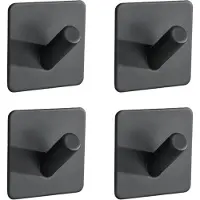 EAVY Handdoekhaakjes Zelfklevend Zwart - 4x Zelfklevende Haakjes - Handdoekhouder