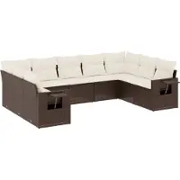 vidaXL 9-delige Loungeset met kussens poly rattan bruin