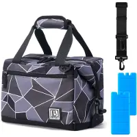 Brisby 4 Laags Geïsoleerde Koeltas - Lunchtas 12 Liter - Extra Ruimte Uitvouwbaar- Abstract Grijs en Zwart