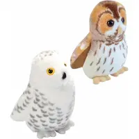Wild republic Set van 2x stuks pluche vogels knuffels van 14 cm met geluid