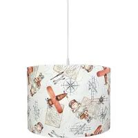 Bink Bedding Hanglamp/Lampenkap Raf 30cm inclusief pendel - piloot - vliegtuig - landkaart - terra - roestbruin - oranje - ecru - kinderkamer verlichting - babykamer - decoratie - vliegenier