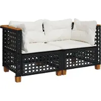 vidaXL - Tuinhoekbanken - met - kussens - 2 - st - poly - rattan - zwart