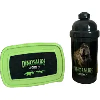 Paso waterfles en broodtrommel - bidon - lunchbox - drinkfles - 550 ml - 18,5x13x6cm - dinosaurus
