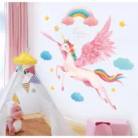 Universeel Creatieve Cartoon Schattige Eenhoorn Muurstickers Voor Kinderkamers Home Decor Meisje Slaapkamer Achtergrond Muur Decor Zelfklevende Stickers
