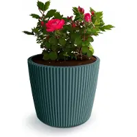 Prosperplast Plantenpot/bloempot Buckingham - buiten/binnen - design kunststof - zeeblauw - D23 x H21 cm