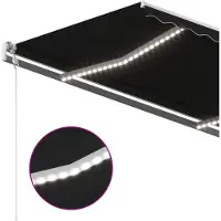 The Living Store Buitenuitvoering - Zonneluifel - Luifel handmatig uittrekbaar met LED 450x350 cm antracietkleur - Terrasoverkapping - Patiocover - Led Verlichting