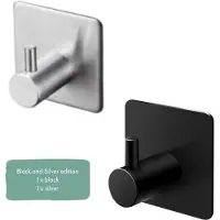 EAVY Zelfklevende Handdoekhaakjes – Set van 2 Handdoekhouders - Zwart & Zilver