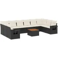 vidaXL 11-delige Loungeset met kussens poly rattan zwart