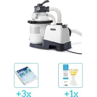 Intex 26644GS Zandfilterpomp - SX1500 - 4000 liter per uur inclusief Comfortpool Glasparels - Voor Filterpomp - 20kg (3 stuks) & WAYS Testrips (1 stuks)