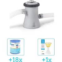 Intex 28602GS Filterpomp - 1.250 liter per uur inclusief Filter Cardridge - Type H (18 stuks) & WAYS Testrips (1 stuks)