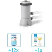 Intex 28604GS Filterpomp - 2.271 liter per uur inclusief Filter Cardridge - Type A (12 stuks) & WAYS Testrips (1 stuks)