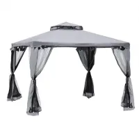 Zenzee Tuinpaviljoen - Vouwtent - Paviljoen - Partytent - Gazebo - Grijs - 2,94 x 2,94 x 2,65 m
