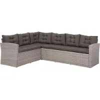 Beliani Viterbo Loungeset Polyrotan grijs online kopen