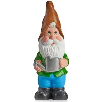 Ibergarden Tuinkabouter beeldje Dwerg met bruine muts - Keramiek - 50 cm - Tuinbeelden