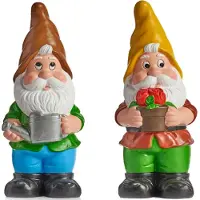 Ibergarden Tuinkabouter beeldjes - set van 2x - Keramiek - 50 cm - bruin/geel - Tuinbeelden