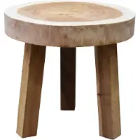 AVH-Collectie Boomstam krukje 47xH40 cm rond 3 poot - vierkante poten - bladdikte 8 cm