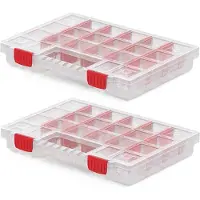 Kistenberg Sorteerbox koffer - 2x - 20 vaks - kunststof - transparant - 34 x 25 x 5 cm