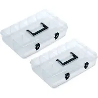 Kistenberg Sorteerbox koffer - 2x - 6 vaks - kunststof - transparant - 36 x 24 x 8.5 cm