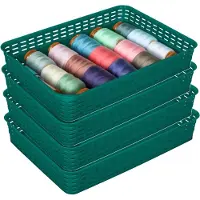 Hega hogar Opbergmandje/ladeverdeler - 4x - donkergroen - 4.5 liter - kunststof - 26 x 35 x 6 cm - kastmandjes - manden